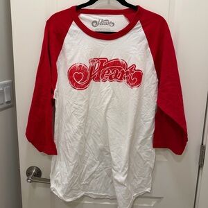 White & Red HEART BAND TEE 2025